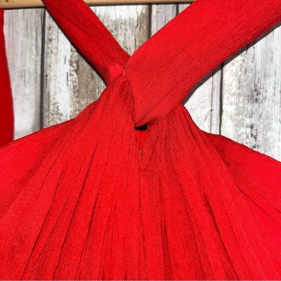 J.Crew Sinclair Vivid Poppy Silk Halter Dress | 0P - Picture 3 of 9